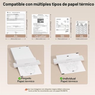 MUNBYN IMPRESORA PORTÁTIL TÉRMICA A4 BLUETOOTH