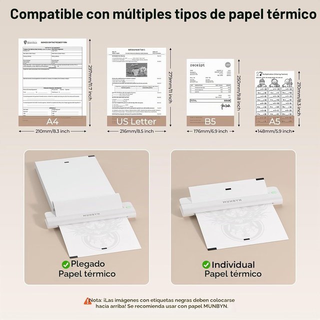 MUNBYN IMPRESORA PORTÁTIL TÉRMICA A4 BLUETOOTH