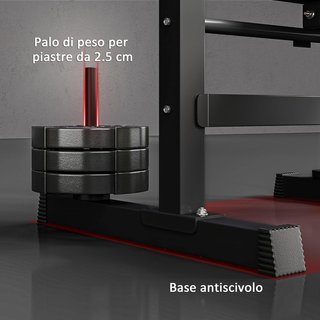 Banco de Gimnasio Plegable con Soporte para Barra Regulable en 8 Posiciones, Banco de Pesas de Acero y PU para Gimnasio en Casa, Capacidad 220 Kg, 140X73X98-122 Cm