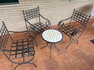 Conjunto Mesa y Sillas Forja Cerámica