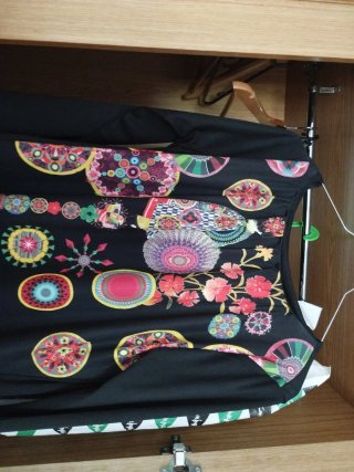 Vestido Desigual Mujer Negro Multicolor