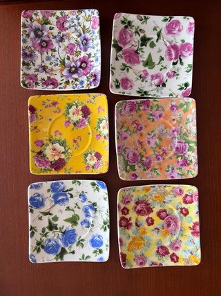 Juego Tacitas Porcelana Flores
