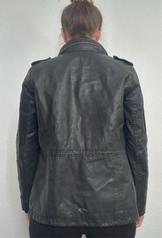 Chaqueta Biker Piel Cordero Negra Y2K