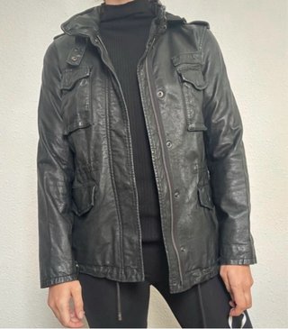 Chaqueta Biker Piel Cordero Negra Y2K