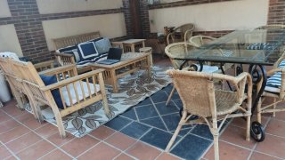 Conjunto Muebles de Jardín Madera y Mimbre