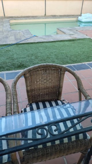 Conjunto Muebles de Jardín Madera y Mimbre