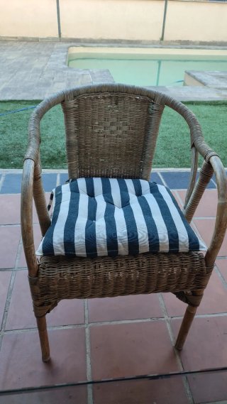Conjunto Muebles de Jardín Madera y Mimbre