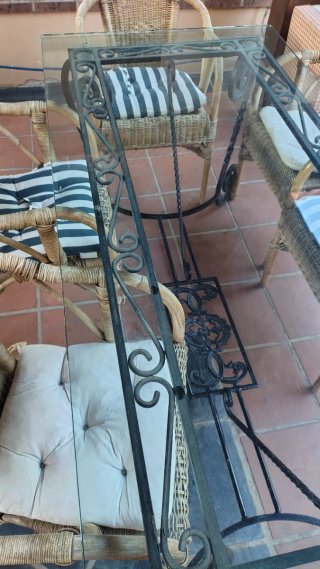 Conjunto Muebles de Jardín Madera y Mimbre