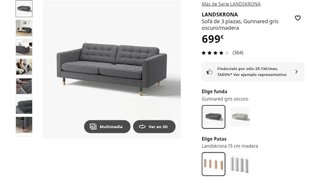 Sofá de tela gris moderno