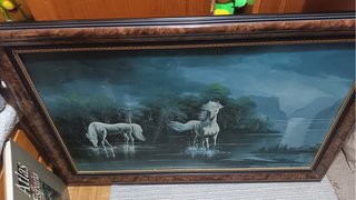 Cuadro Óleo Caballos en Río