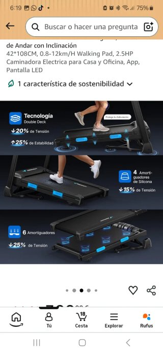 Cinta de Correr Eléctrica 2.5HP Plegable