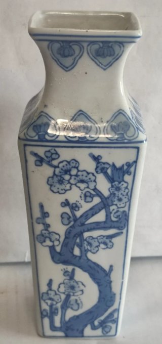 Jarrón Chino Porcelana Azul y Blanco