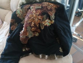Chaquetón piel con lentejuelas T40