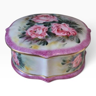 Caixa Vintage Porcelana Pintada Mão Flores