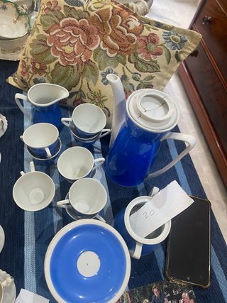 Juego de café porcelana azul y blanco