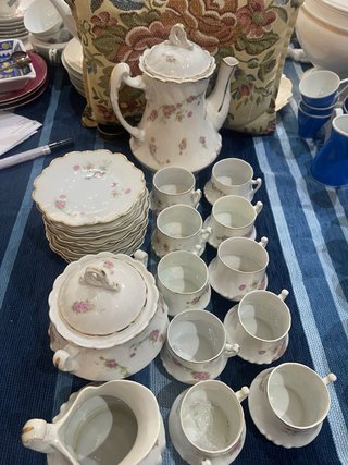 Juego de café porcelana con azucarero