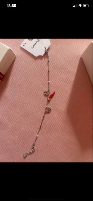 Bracciale portafortuna CY cornetto rosso