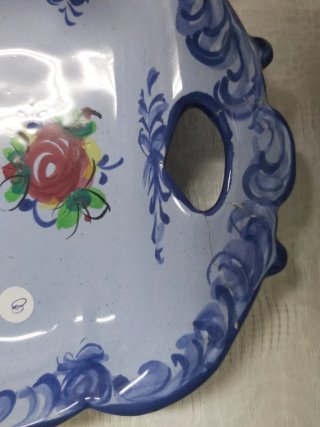 Bandeja cerámica decorada flores azules