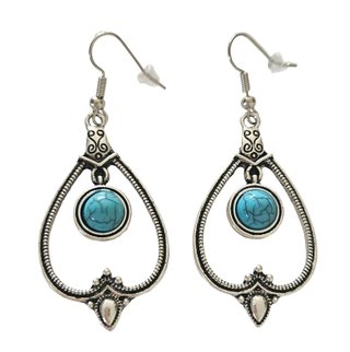 Pendientes Boho Gota Turquesa Plata 4.5cm
