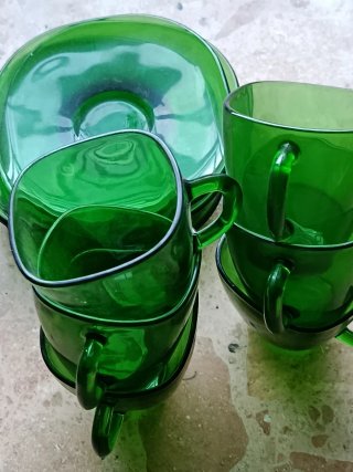 Vajilla Vintage Mini Vidrio irrompible ⁷⁰s Verde