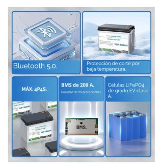 Batería Litio LiFePO4 300Ah 12V con Bluetooth