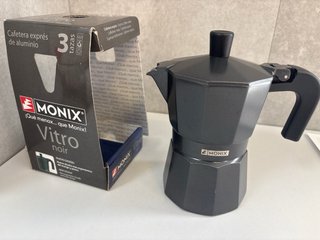 Cafetera Italiana Monix Vitro Noir 3 Tazas