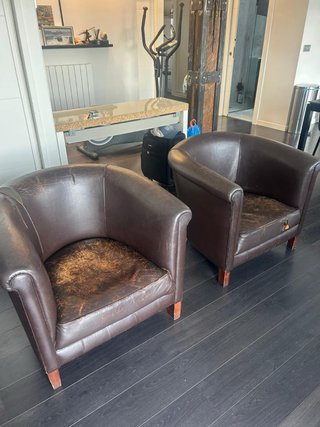 Sillón Club Piel Marrón Vintage (2 Uds)