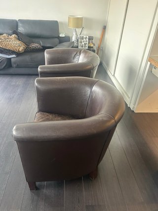 Sillón Club Piel Marrón Vintage (2 Uds)