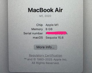 MacBook Air M1 (2020) 8GB RAM 256GB 92%