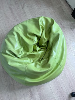Puff pera polipiel verde limón