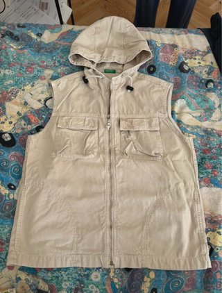 Gilet Benetton Beige con Cappuccio