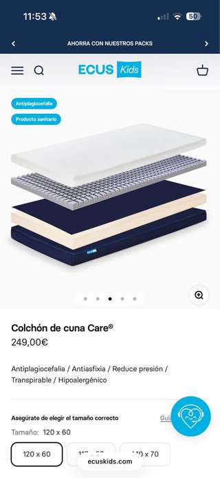 Colchón de cuna Ecus Kids Care antiplagiocefalia