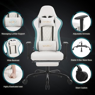 Silla Gaming WOLTU con Reposapiés y Masaje Lumbar