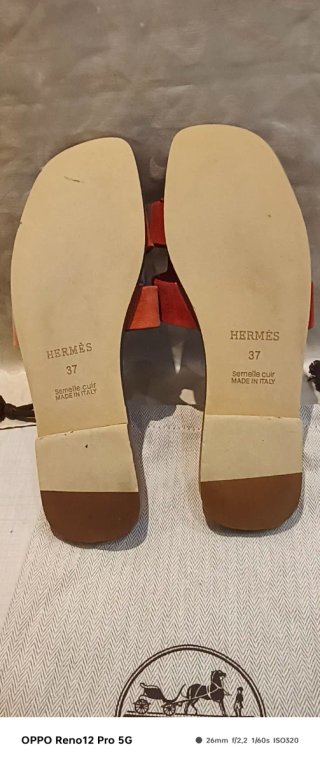 Sandali Hermes Tg 37 Arancio/Cuoio