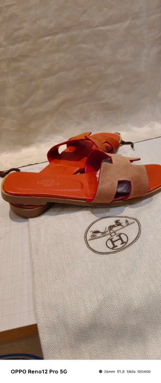 Sandali Hermes Tg 37 Arancio/Cuoio