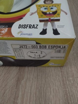 Disfraz Bob Esponja Talla Infantil