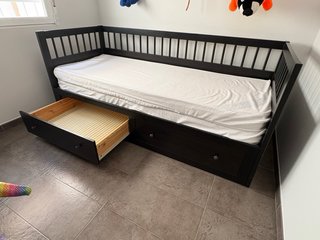 Diván Cama Nido Negro 2 Cajones + 2 Colchones