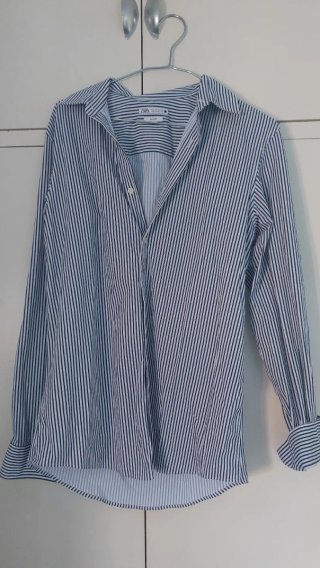 Camisa Zara Rayas Azul y Blanco