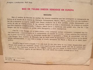 Vinilo Baccara Yes Sir I Can Boogie Cara Mia