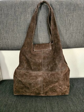 Borsa in pelle scamosciata marrone