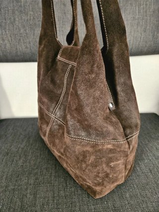 Borsa in pelle scamosciata marrone