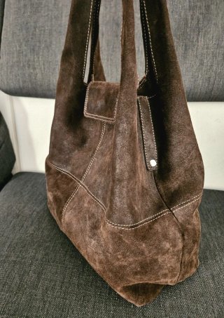 Borsa in pelle scamosciata marrone