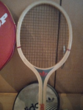 Raquetas de tenis madera adidas y dunlop + fundas