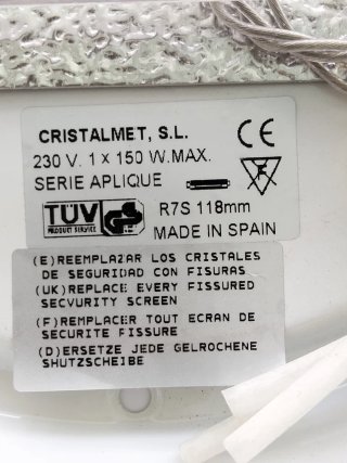 Aplique Cristalmet Cristal Mate R7s