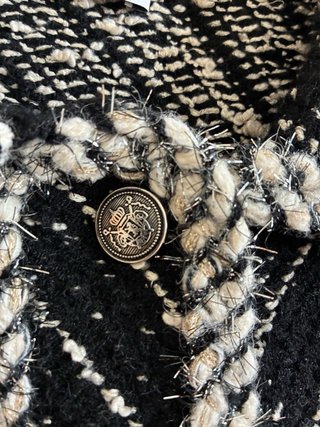 Chaqueta Zara Tweed Rayas Negras y Blancas