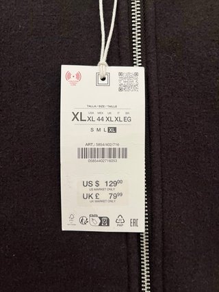 Cazadora Zara mezcla Lana Marrón Talla XL