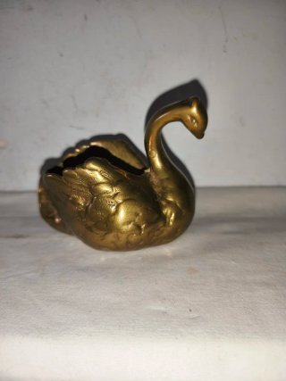 Figura cisne bronce macizo antiguo