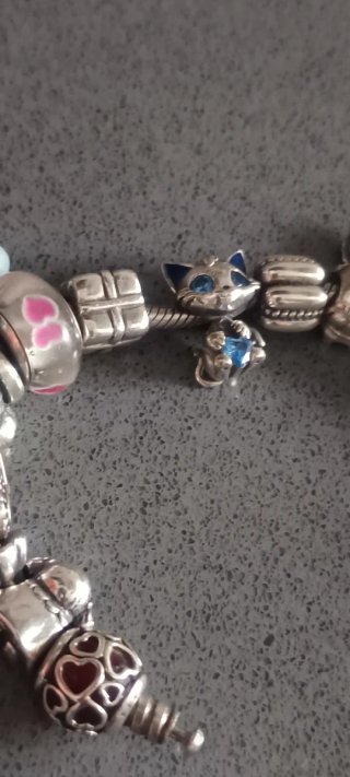 Pulsera Pandora Plata Ley con 21 Abalorios.
