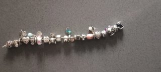 Pulsera Pandora Plata Ley con 21 Abalorios.