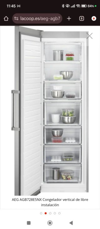 Congelador vertical AEG gris metalizado a estrenar
